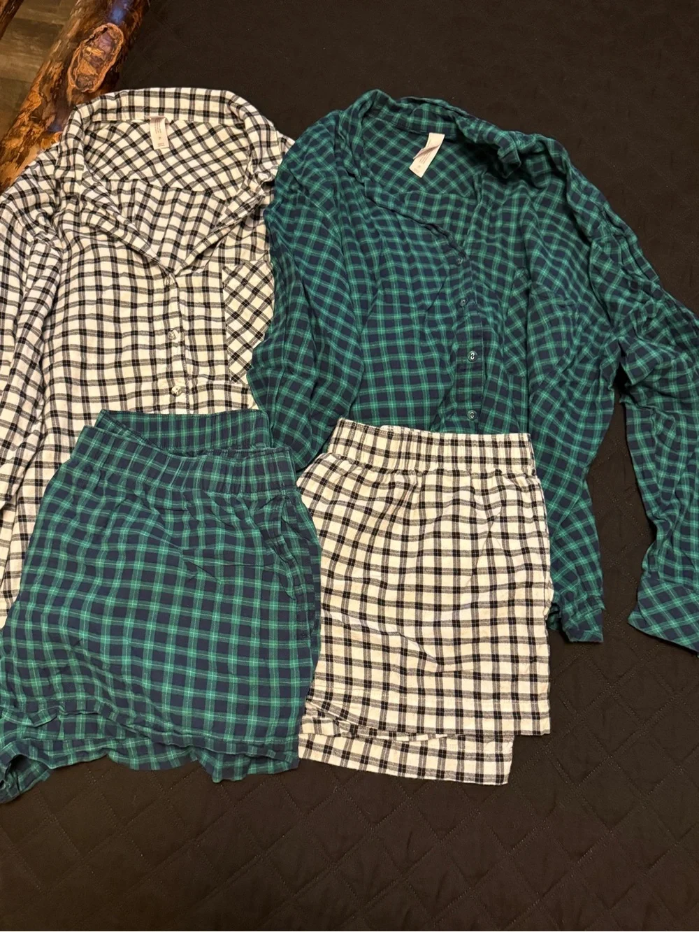 Auden 100% Cotton Button-Down Long Sleeve With Shorts PJ set